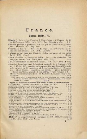 Bibliographie de la guerre Franco-Allemande (1870-1871) et de la commune de 1871 : Catalogue de tous les ouvrages publiés en langues française et allemande de 1871 a 1885 inclusivement, suivi d'une table systématique