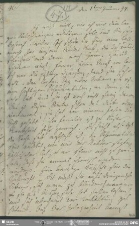 Eigenh. Brief von Friedrich von Schlegel an August Wilhelm von Schlegel, o.O., 01.01.1794