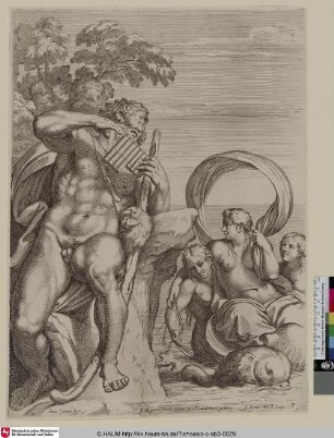 [Polyphème amoureux de la nymphe Galathée, lui exprimant son amour sur une flute champêtre]