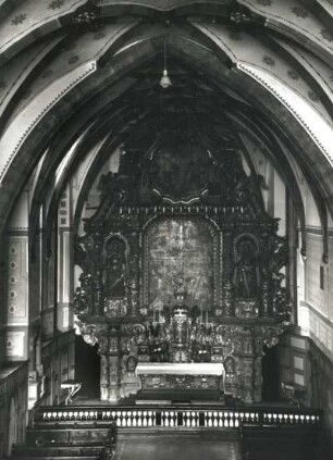 Koblenz. Jesuitenkirche (1944 zerstört). Hochaltar, Holz, geschnitzt, gefaßt, bemalt, 1638