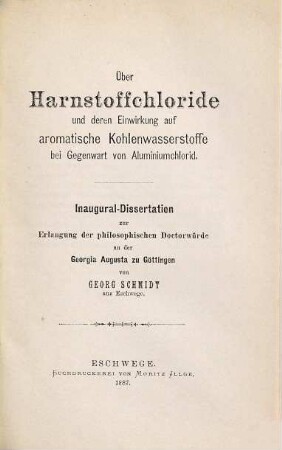 Über Harnstoffchloride und deren Einwirkung auf aromatische Kohlenwasserstoffe bei Gegenwart von Aluminiumchlorid