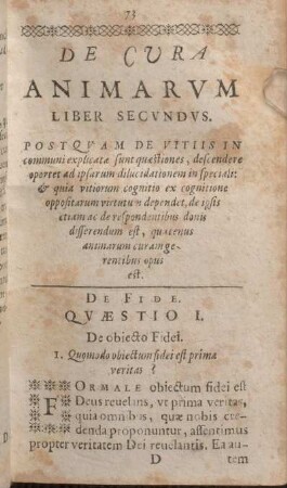 Qvaestio I. De obiecto Fidei.