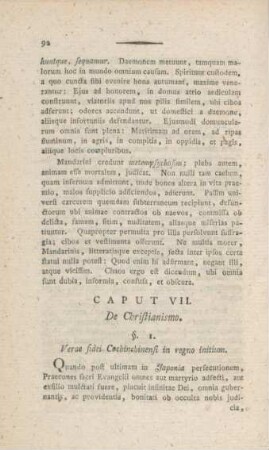 Caput VII. De Christianismo