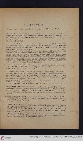 I. Literatur (Nr.1-949)