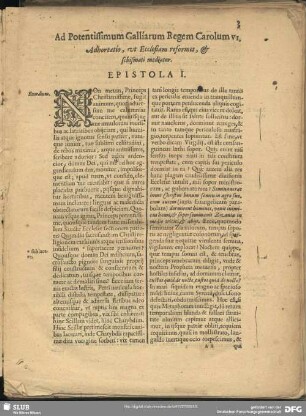 Ad Potentissimum Galliarum Regem Carolum VI. Adhortio, ut Ecclesiam reformet, & schismati mediatur. Epistola I.