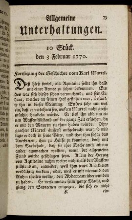 10 Stück. den 3 Februar 1770.