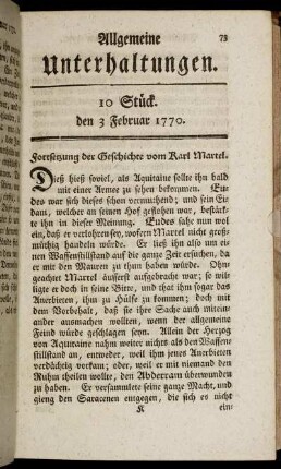 10 Stück. den 3 Februar 1770.