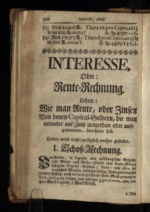 Interesse, oder: Rente-Rechnung.