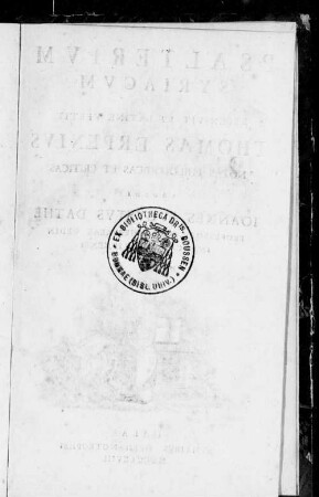 Psalterivm Syriacvm