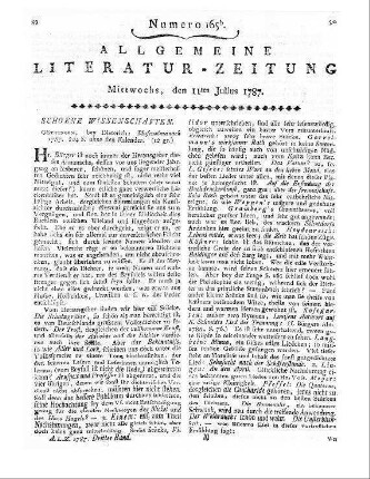 Poetische Blumenlese. Auf das Jahr 1787. Göttingen: Dieterich [1787]