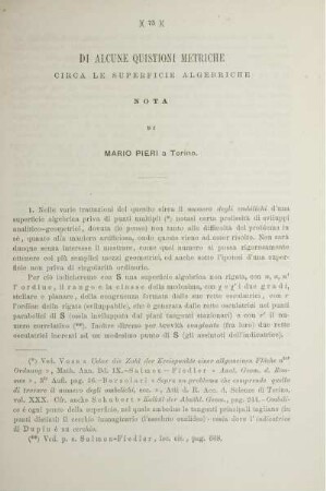 Di Alcune Quitioni Metriche Circa le Superficie Algebriche.