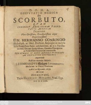 Disputatio Medica De Scorbuto