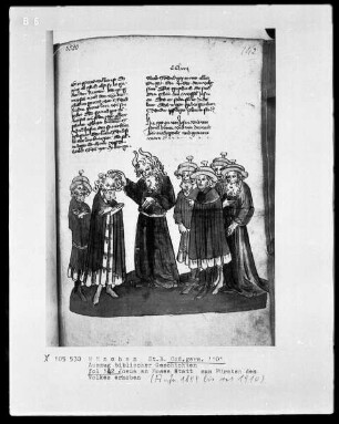 Auszug biblischer Geschichten — Josua an Moses statt zum Fürsten des Volkes erhoben, Folio 142recto