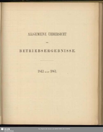 Allgemeine Uebersicht der Betriebsergebnisse : 1842 bis mit 1861