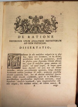 De Utriusque Analyseos Usu In Re Physica, 2. De Analyseos Infinitorum Usu In Re Physica