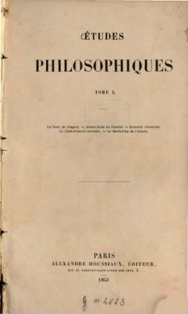 Études philosophiques, 1