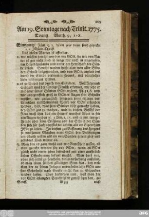 Am 19. Sonntage nach Trinit. 1775. Evang. Matth. 9, 1 - 8.
