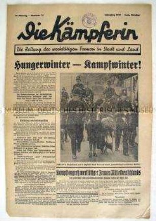 Illustrierte kommunistische Wochenzeitung "Die Kämpferin" u.a. zum Internationalen Frauenkongress der IAH