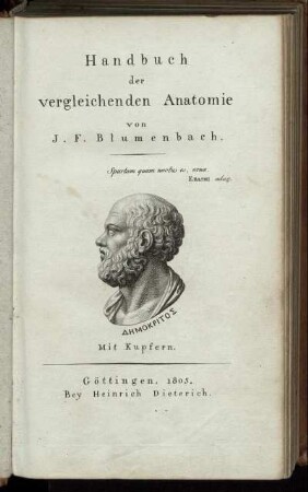 Handbuch der vergleichenden Anatomie : Mit Kupfern