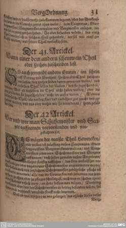 Der 41. Artickel. Wann einer dem andern scheinweis/ Theil oder Zechen zuschreiben lest.