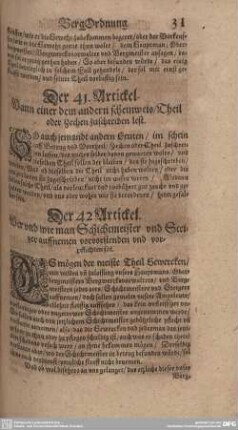 Der 41. Artickel. Wann einer dem andern scheinweis/ Theil oder Zechen zuschreiben lest.