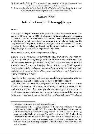Introduction/Einführung/Įžanga