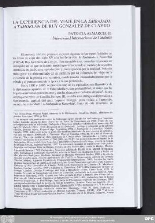 La Experiencia Del Viaje En La Embajada A Tamorlán De Ruy González Del Clavijo Patricia Almarcegui