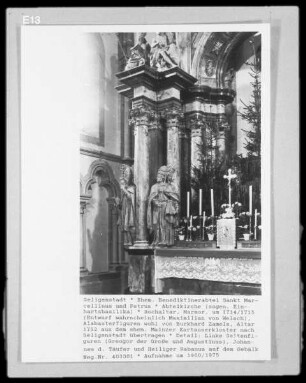 Linke Seitenfiguren: Kirchenväter Gregor der Große und Augustinus