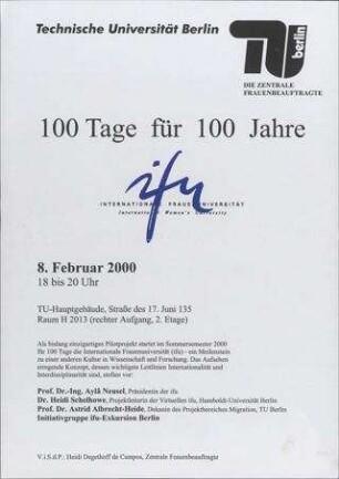 100 Tage für 100 Jahre ifu Internationale Frauenuniversität