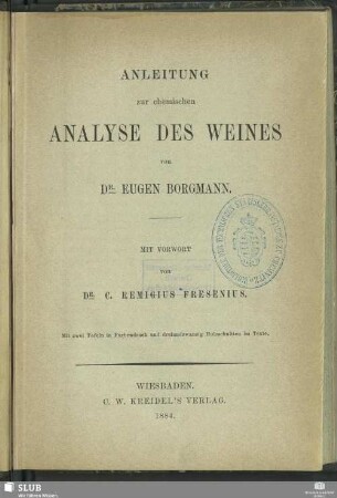 Anleitung zur chemischen Analyse des Weines