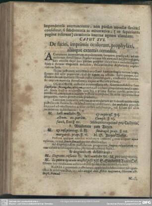 Caput XVI. De faciei, imprimis oculorum, prophylaxi, aliisque externis remediis