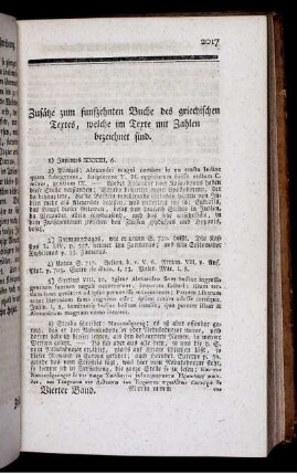 Zusätze zum funfzehnten Buche des griechischen Textes, welche im Texte mit Zahlen bezeichnet sind.