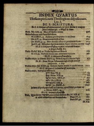 Index Quartus Thesium per Locos Theologicos dispositarum.