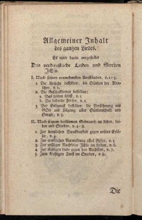 Allgemeiner Inhalt des gantzen Liedes.