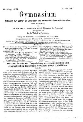 Die zum Zwecke der Umgestaltung des geschichtlichen und geographischen Unterrichts verfaßten neuen Lehrbücher : (Schluß)