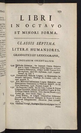 159-239, Classis Septima. Literae Humaniores