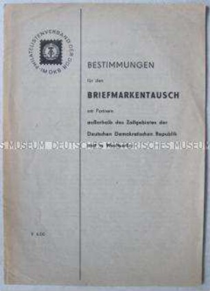 Bestimmungen für den Briefmarkenaustausch mit Partnern aus dem Ausland