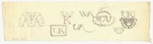 Kalligrafiestudien zu Monogrammen und Initialen : Studien zu den Buchstaben A K, U K, W K