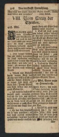 VIII. Vom Creutz der Christen. 418. - 459.