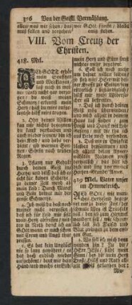 VIII. Vom Creutz der Christen. 418. - 459.