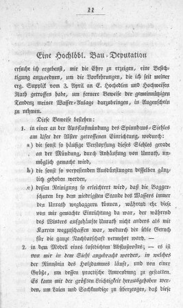 Eine Hochlöbl. Bau-Deputation