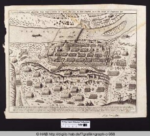 Eigentliche Abbildung welcher gestaldt ihre Königl. Mayt: in Schweden den 3. Aprilis Anno 1631 die Stadt Franckfort an der Oder berandt und Eingenommen hatt.