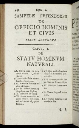 Samuelis Pufendorfil De Officio Hominis Et Civis, Liber Secundus.