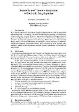 Semantic and Thematic Navigation in Electronic Encyclopedias