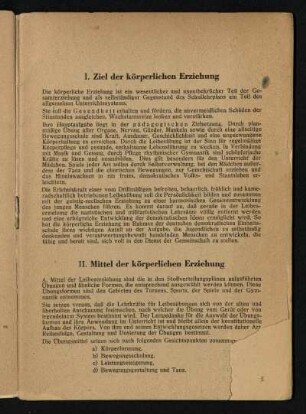 I.Ziel der körperlichen Erziehung