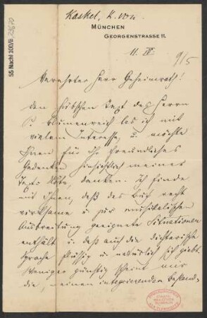 Brief an Ludwig Strecker  und B. Schott's Söhne : 11.04.1905