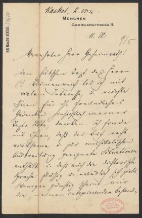 Brief an Ludwig Strecker <senior> und B. Schott's Söhne : 11.04.1905
