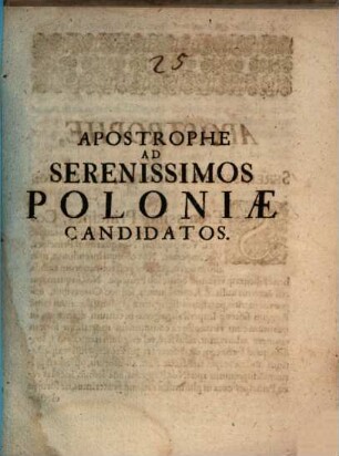 Apostrophe ad Serenissimos Poloniae Candidatos