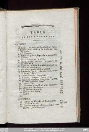 Table du quatrième volume.