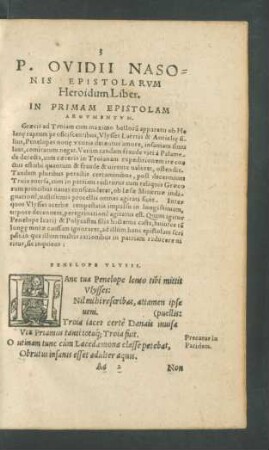 P. Ovidii Nasonis Epistolarum Heroidum Liber.